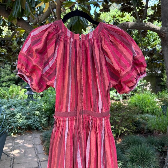 Ulla Johnson red Abigail Puff-Sleeve Midi Dress 0 - Picture 3 of 11